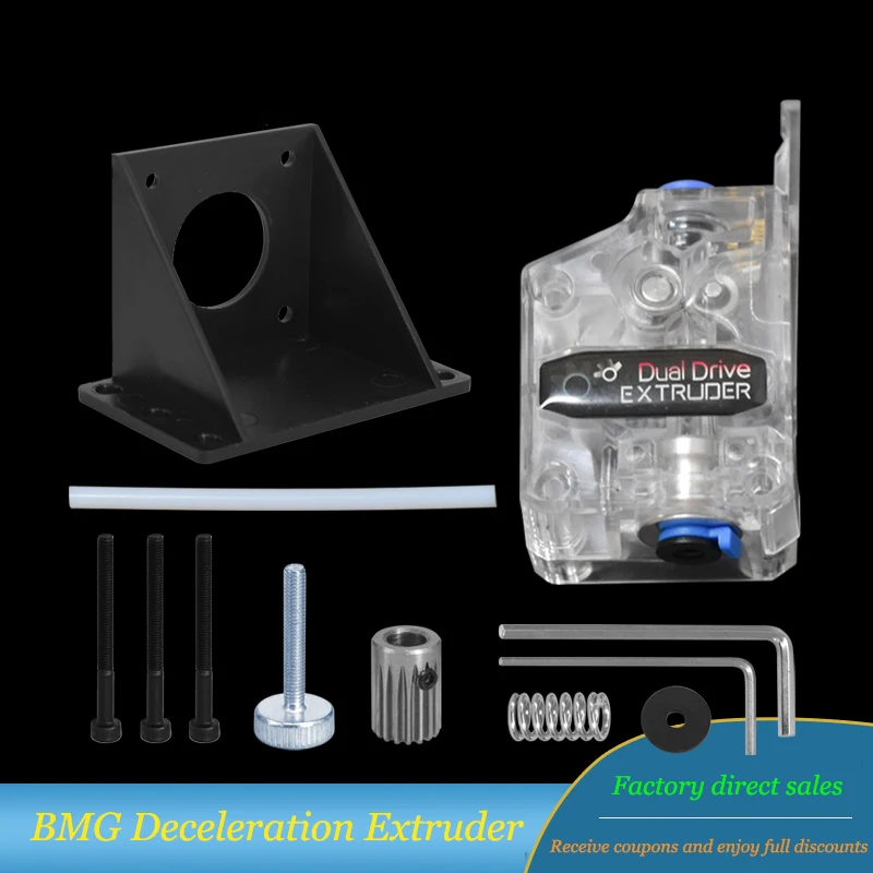 New BMG Extruder Transparent Double Gear Feeding Soft Consumables Left Hand Right Hand Kit For 3D Printer Accessories