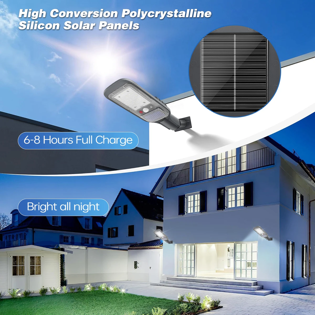 Solar Street Light Outdoor Solar Light Waterproof LED Flood Lights Dusk to Dawn with Motion Sensor Parking Lot