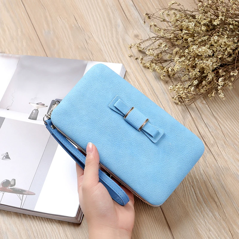 

New Fashion Butterfly Women Wallet Wrist Handle Phone Case Long Section Money Pocket Pouch Handbag Women's Purse Card Holders