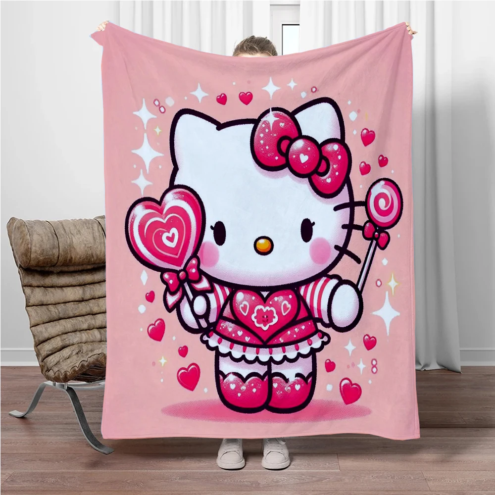 31 Style Sanrio Hello Kitty Cartoon Soft 3D Cute Flannel Blanket Throw Blanket for Living Room Bedroom Bed Sofa Picnic Kids Gift 4