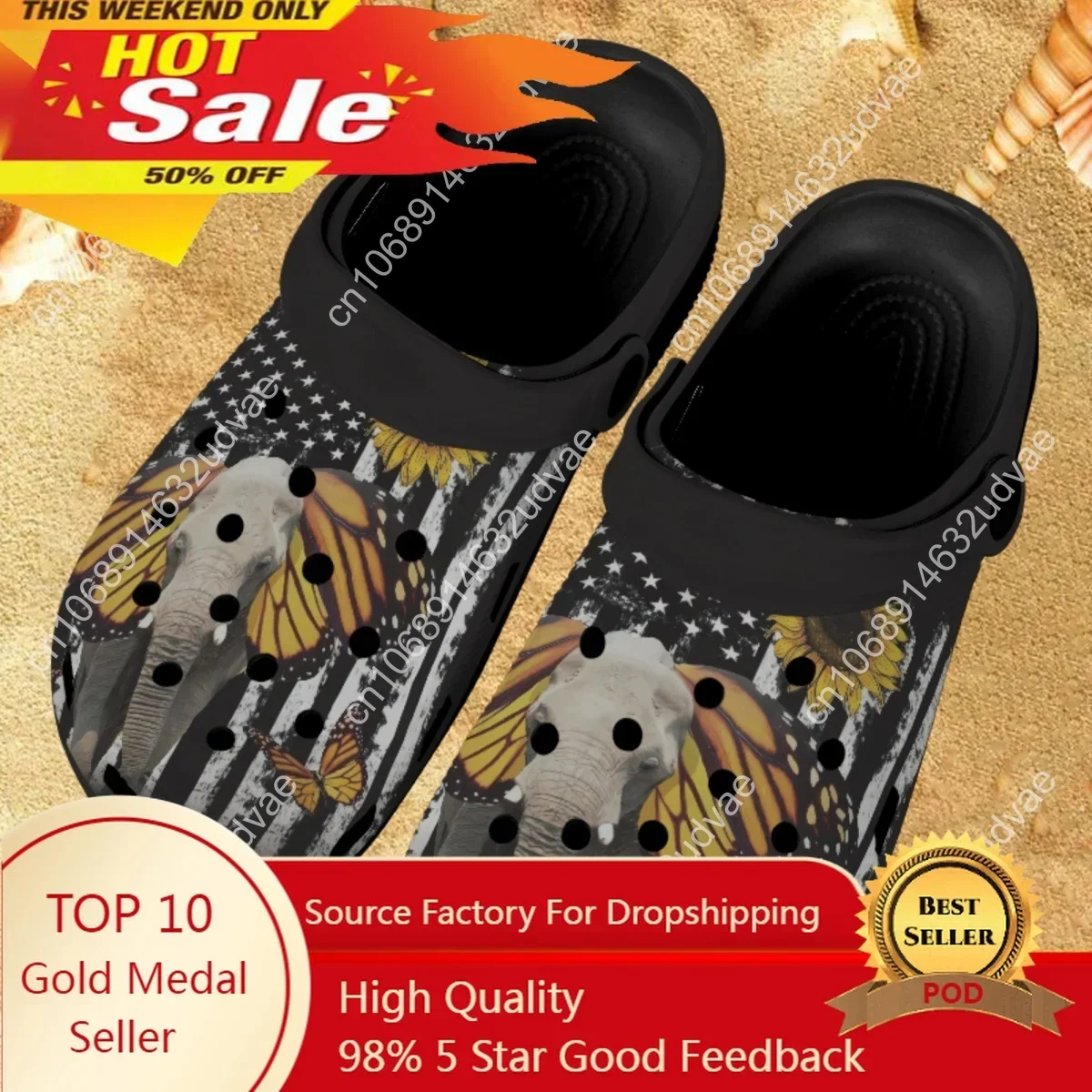 

Женские мягкие сандалии с американским флагом, Рисунком Слона и подсолнуха, повседневные комнатные тапочки, Нескользящие удобные шлепанцы унисекс