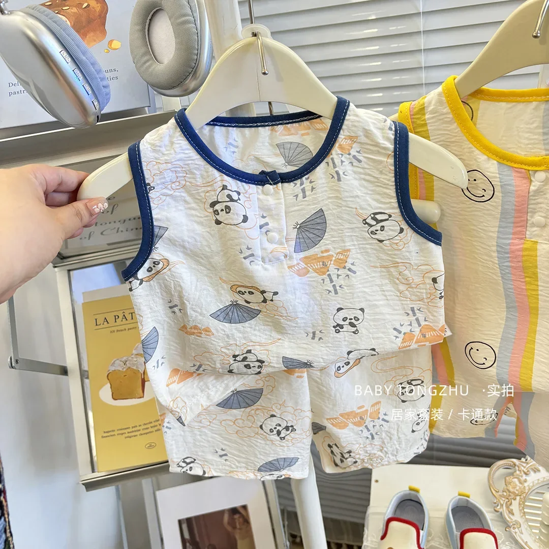 Two Pieces Set For Boys and Girls New Summer Korean Version Baby Casual Vest Shorts 4