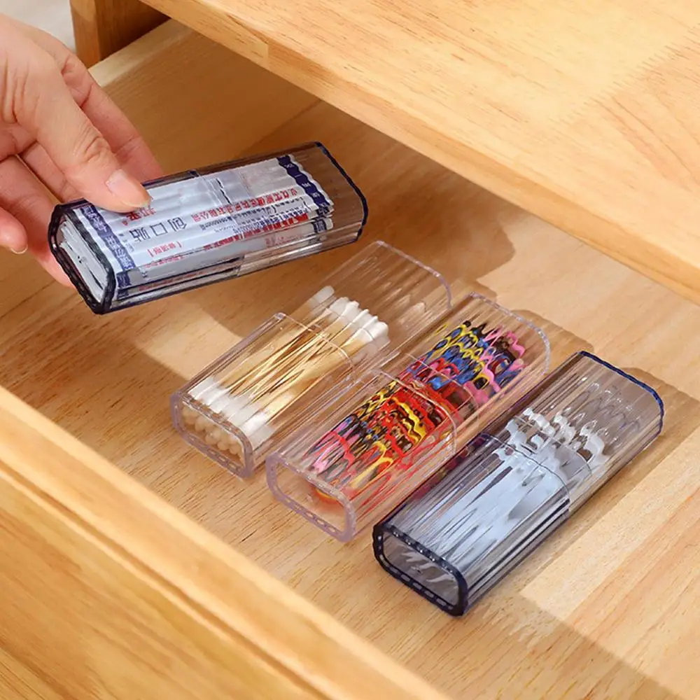 Description Picture 2 of itemFlosser Dispenser Travel Case Portable Qtip Holder Travel Case Cotton Swab Jar Clear Acrylic Storage Box Canister Container