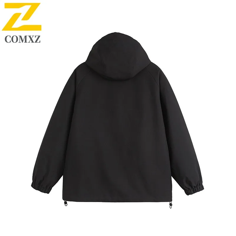 COMXZ Thickened Hooded Mens Jacket 2025 Outdoor Skiing Windproof Warm Parka Casual Travel Cold Resistant Winter New Clothing