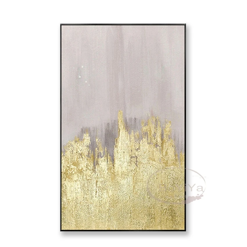 

Beauty Golden Nordic Abstract Figure Landscape Painting Handmade Oil Painting Home Decoration For Bedroom Dining Rom wall Mural