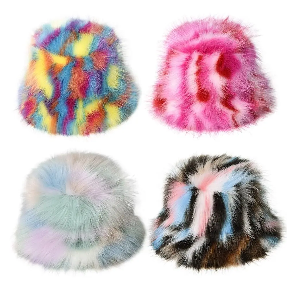 

Fashion Faux Fur Cap Unisex Fluffy Soft Winter Fisherman Hat Foldable Furry Winter Hats