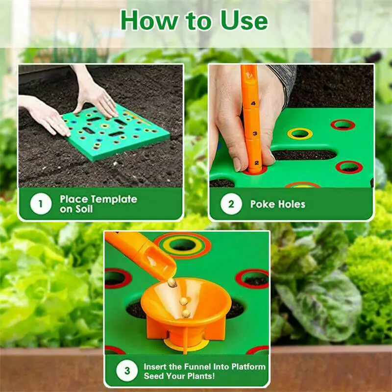30 X 30cm Seed Sower Balcony Garden Template Square Gardening Seedling Spacer Tool With Funnel for Balcony Garden Planting 3 | 30 X 30cm Seed Sower Balcony Garden Template Square Gardening Seedling Spacer Tool With Funnel for Balcony Garden Planting 3