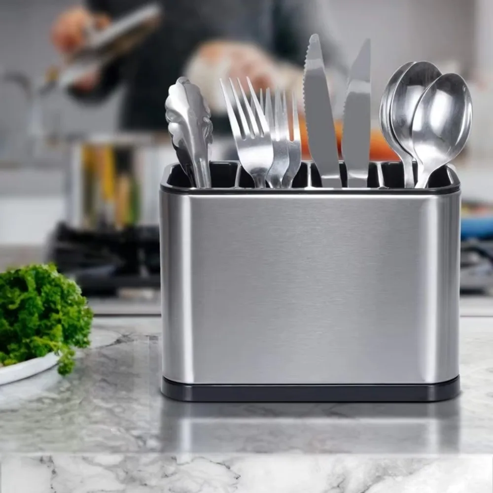 Kitchen Cutlery Organizer Knife Stand Plastic Drain Storage Holder Spoon Fork Chopstick Kitchenware Cooking Tool Tray Shelf Box