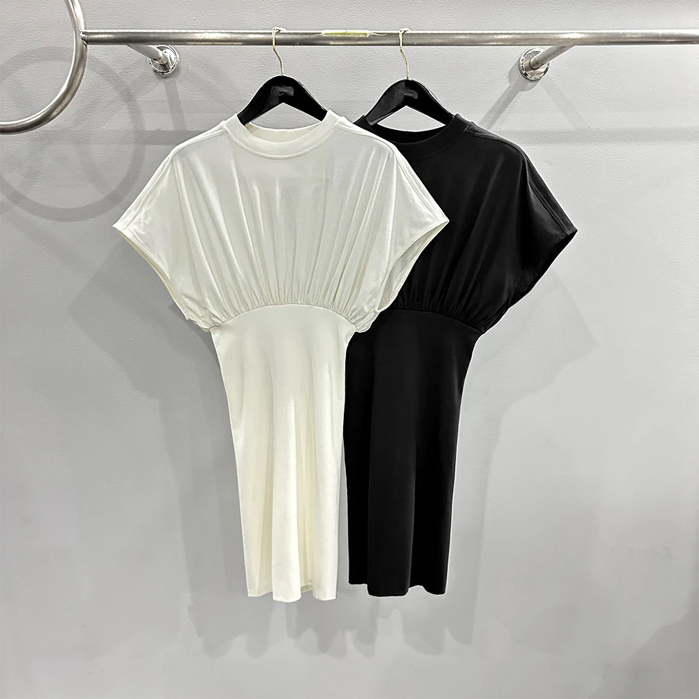 

2024 Spring Summer Women's Elegant Commuter Waist-Cinching Slimming Sleeveless Midi Dress in Off-White High Quality Fashion