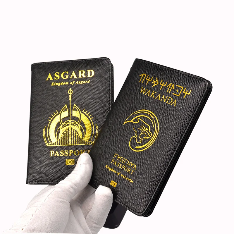 Wakanda Passport Holder  Blocking Pu Leather Asgard Passport Case Travel Wallet Black Covers for Passports