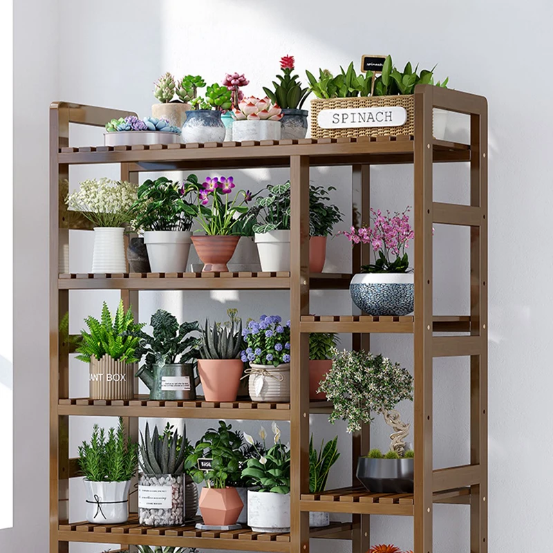 Nordic Living Room Plant Shelves Floor Type Hanger Flower Pot Balcony Plant Shelves Outdoors Garden Furniture Porte-plantes FYPS