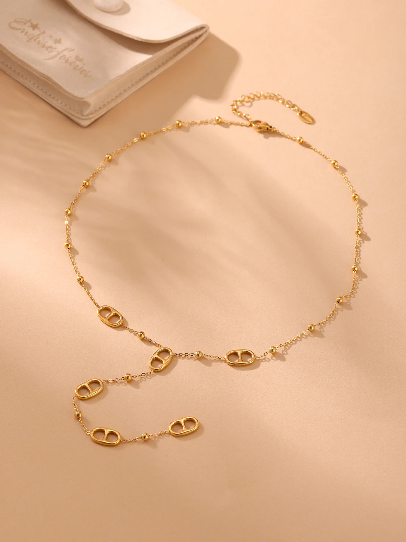 Long Chain Stainless Steel Necklacs For Women PVD Real Gold Plated Metal Female Collar Party Banquet Jewelry