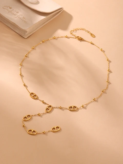 Nivora mode longue chaîne en acier inoxydable colliers pour femmes PVD véritable plaqué or métal femme collier fête Banquet bijoux