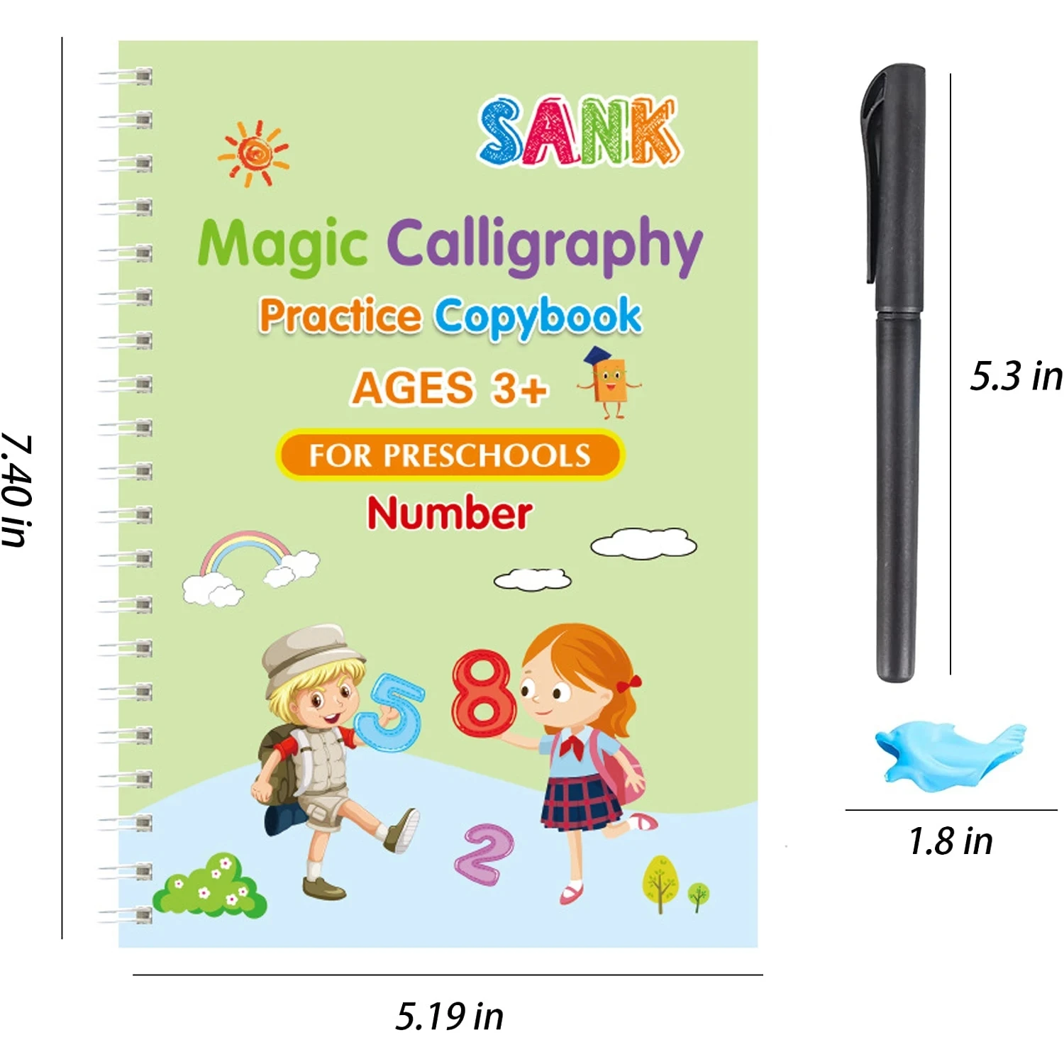4 Books/set English Sank Magic Practice Copybook French Number Tracing Book German Calligraphy Spanish Reusable Writing Tool 2