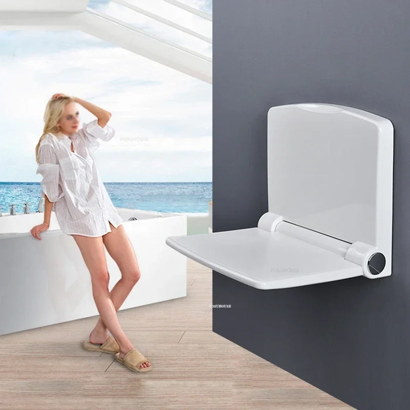 Plastic Folding Bath Chair Wall-mounted Shower Seats Multi-functional Shower Room Bath Porch Sitting Stool Home Non-slip Chair 2