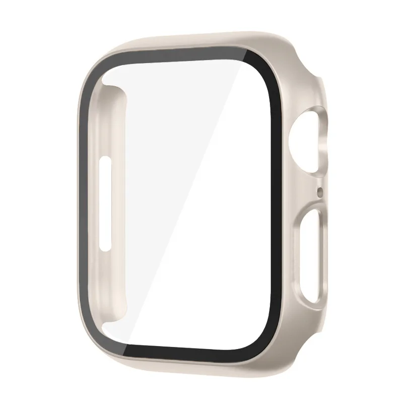 Vidro e Estojo para Apple Watch, Capa Protetora de Tela, Acessórios SmartWatch, Série iWatch 3, 4, 5, 6, SE, 7, 8, PC, 45mm, 44mm, 41 milímetros, 40 milímetros