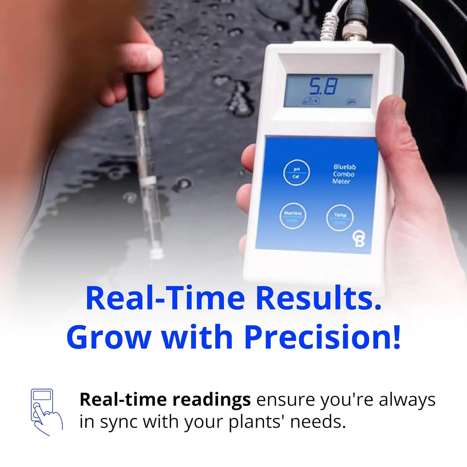 METCOM Combo Meter for pH, Temperature, Conductivity (Nutrient) in Water with Easy Calibration, Digital TDS/PPM Tester f