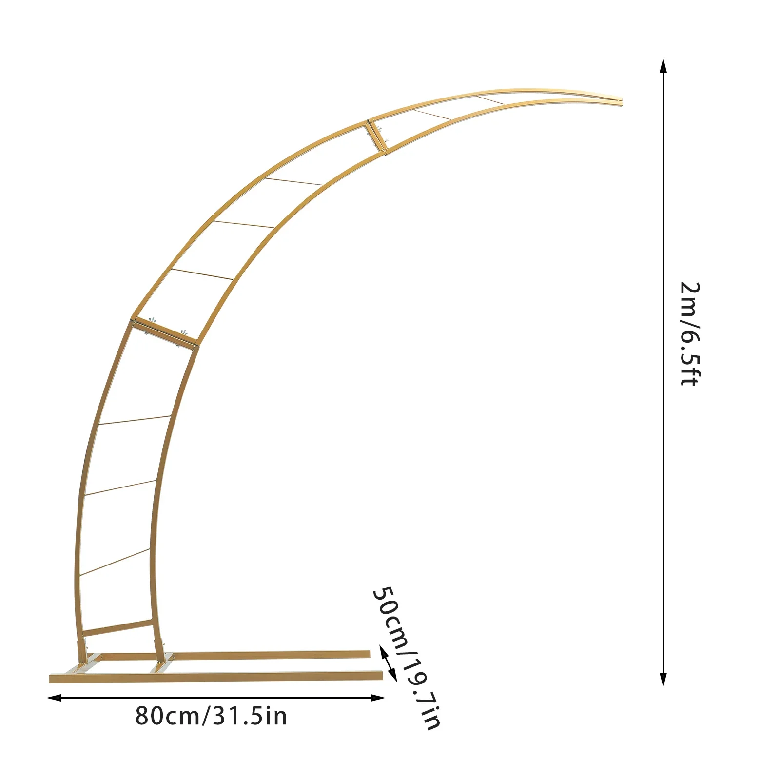 6.5ft Crescent Moon Wedding Arch Stand Curved Flower Balloon Frame Gold Metal