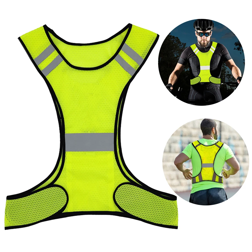 Running Vests High Visibility Breathable Fluorescent Mesh Lightweight Adjustable For Men Women Outdoor Night Riding