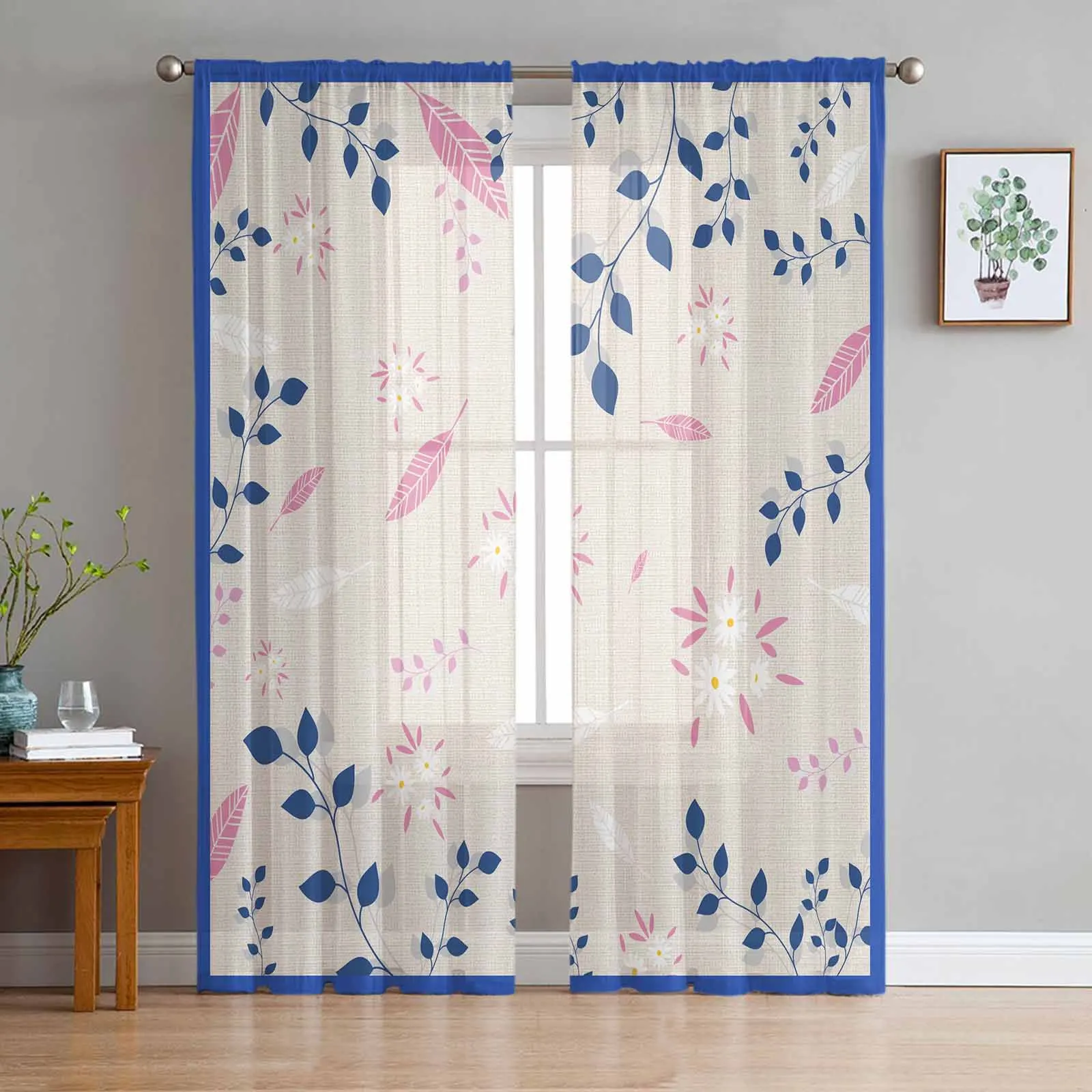 

Abstract Plants Leaves Flowers Tulle Curtains for Living Room Sheer Curtain for Bedroom Kitchen Blinds Voile Curtains