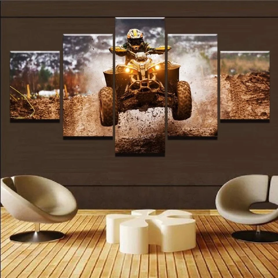

Diamond Painting Racing 5 Pieces Diamond Embroidery Four Wheeler SUV cross-stitch kits Rhinestone picture Living Room Decoration