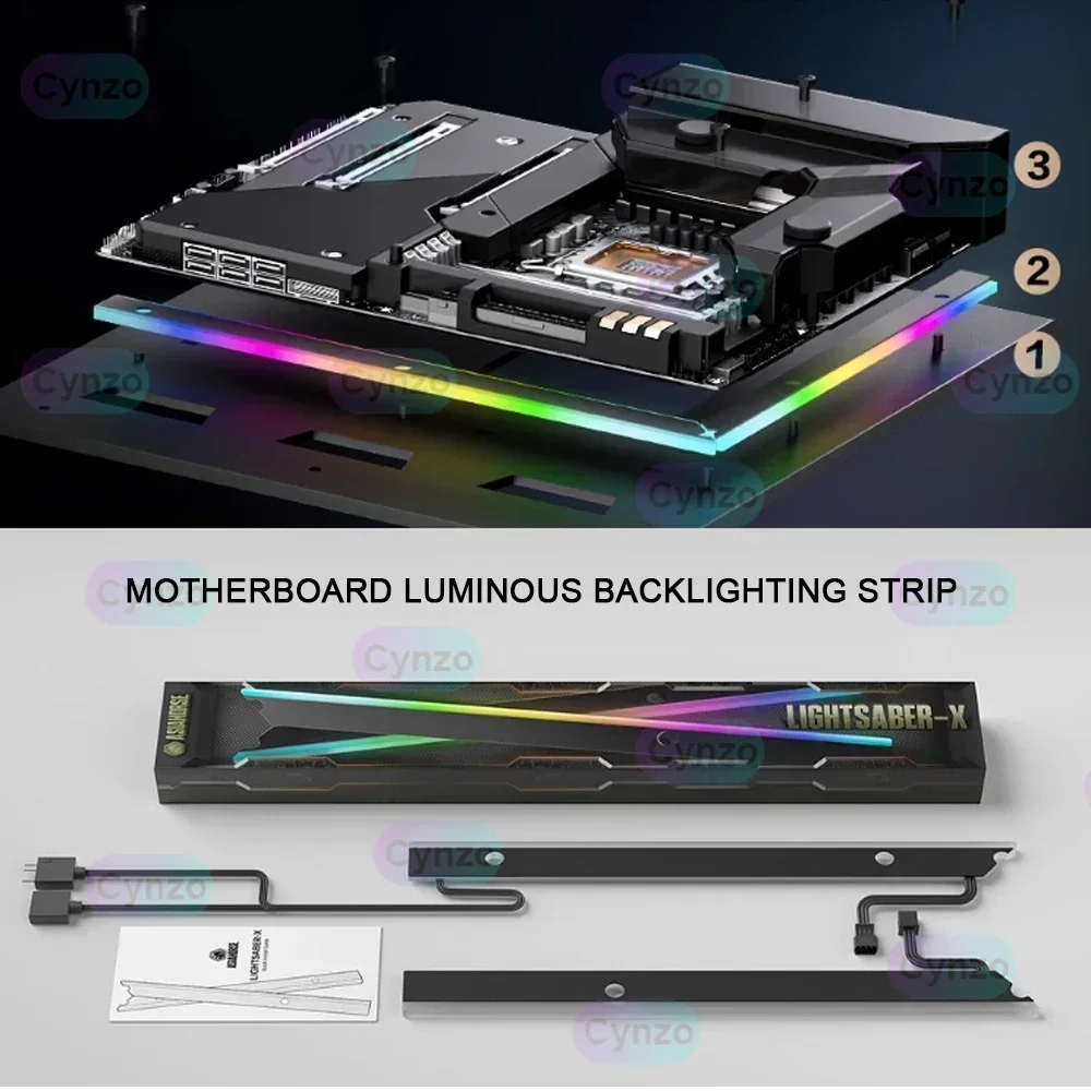 ARGB ATX 마더보드 IO 조명 백플레이트, 컴퓨터 호스트 조명 MATX PC MOD 장식 데스크탑 백라이트 스트립, AURA SYNC 