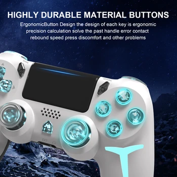 GAMINJA Wireless Game Controller For PS4 PS3 Console Computer PC RGB Light LED Bluetooth Gamepad 6-axis Gyroscope Dual Vibration 5