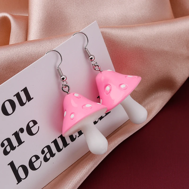Neue Acryl Pilz Lange Anhänger Ohrringe Bunte Tropfen Ohrringe für Mädchen Frauen Kinder Geburtstag Geschenk Schöne Schmuck Geschenke – Detail 7