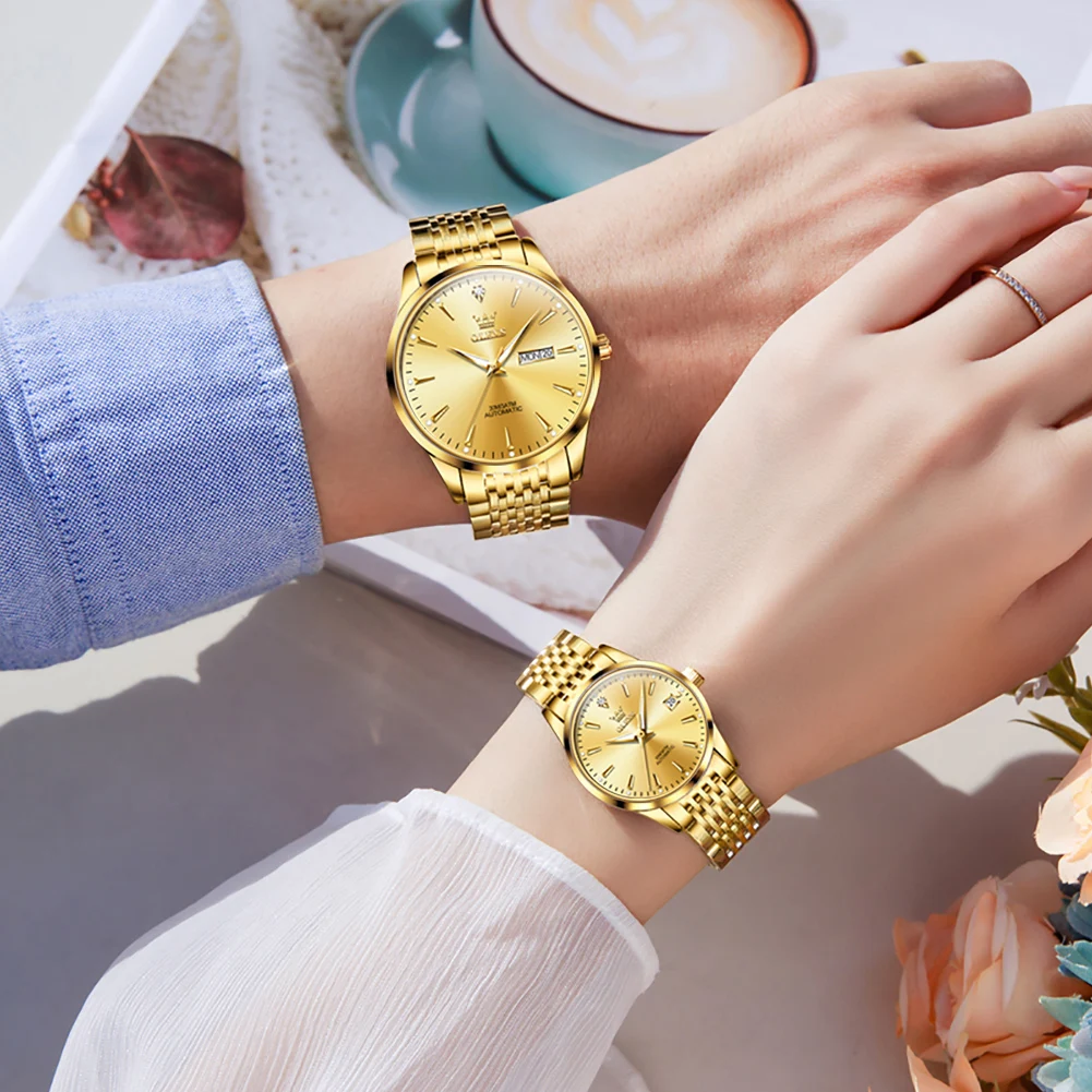 Luxury Top Brand Couple Watches Men and Women Automatic Mechanical Waterproof Casual His and Hers Watches Set Pair for Lovers