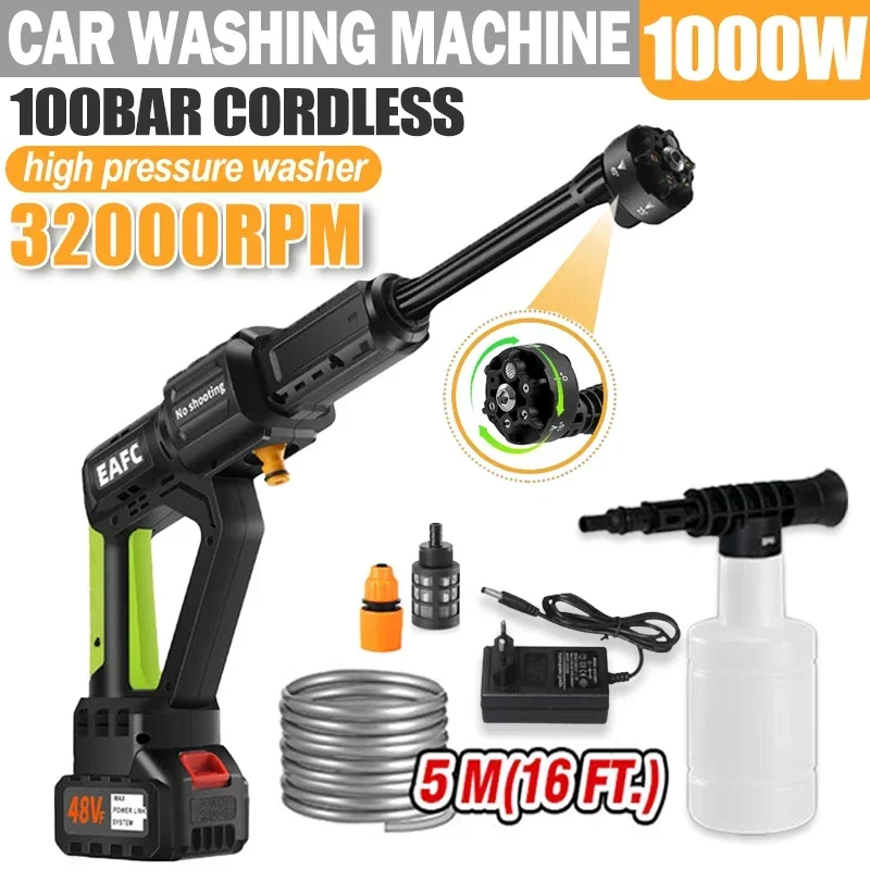 100BAR 1000W Brushless Cordless High Pressure Car Washer