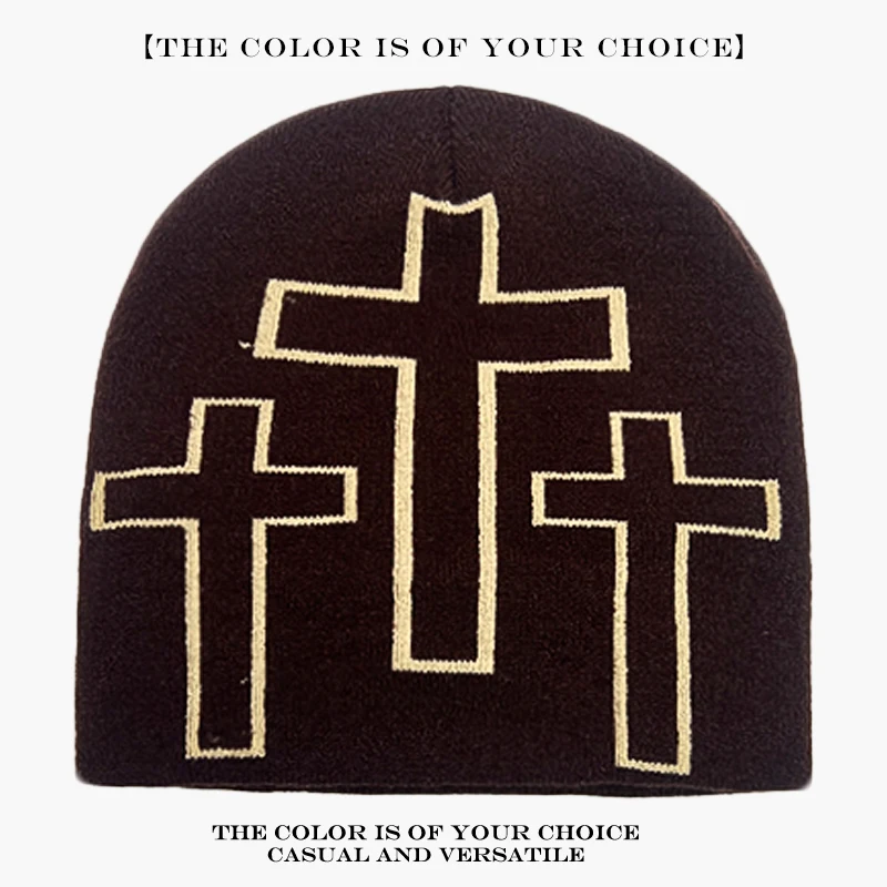 Warme Hip Hop Mode Europäischen Stil Mützen Einfache Vielseitige Persönliche Neue Männer Frauen Farbe Block Jacquard Kreuz Stern Gestrickte Hüte – Detail 10