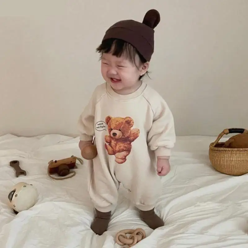 bright baby bodysuits	 Cartoon Bear Long Sleeve Baby Romper Cotton Kids Infant Loose Casual Jumpsuit Cotton Spring Autumn Boy Girl Newborn Clothes Bamboo fiber children's clothes