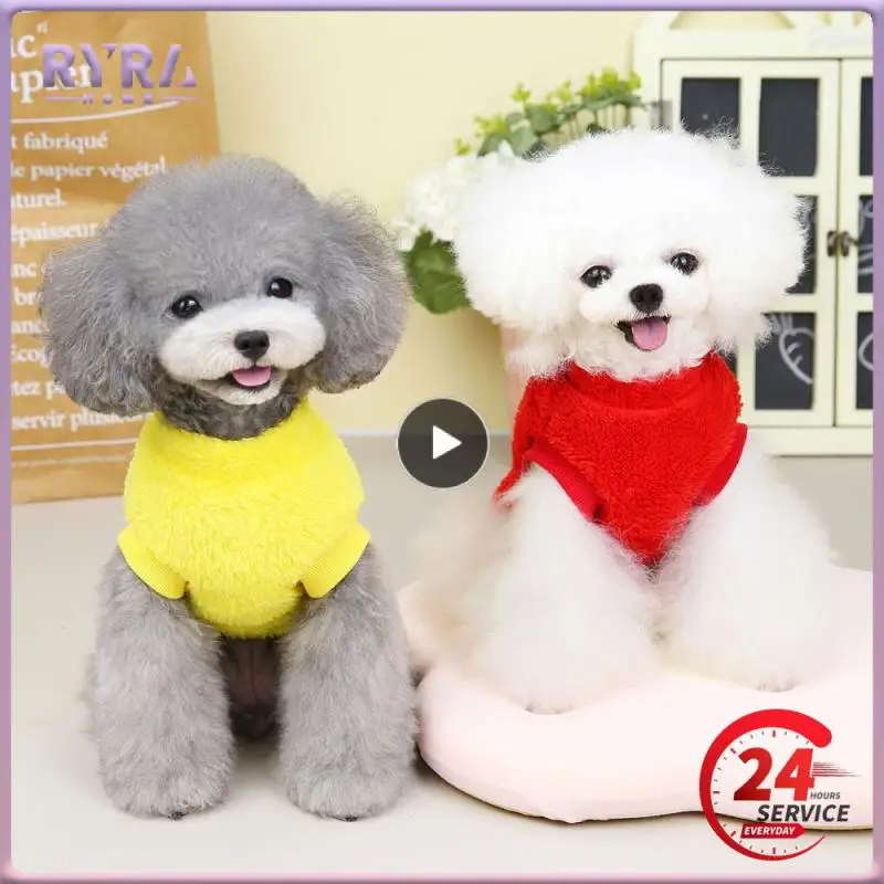 

Pet Autumn And Winter Fleece Clothes Dog Cat Warm Coat Solid Color Fleece Sweatshirt For Small Medium Dogs Teddy Bichon Pullover