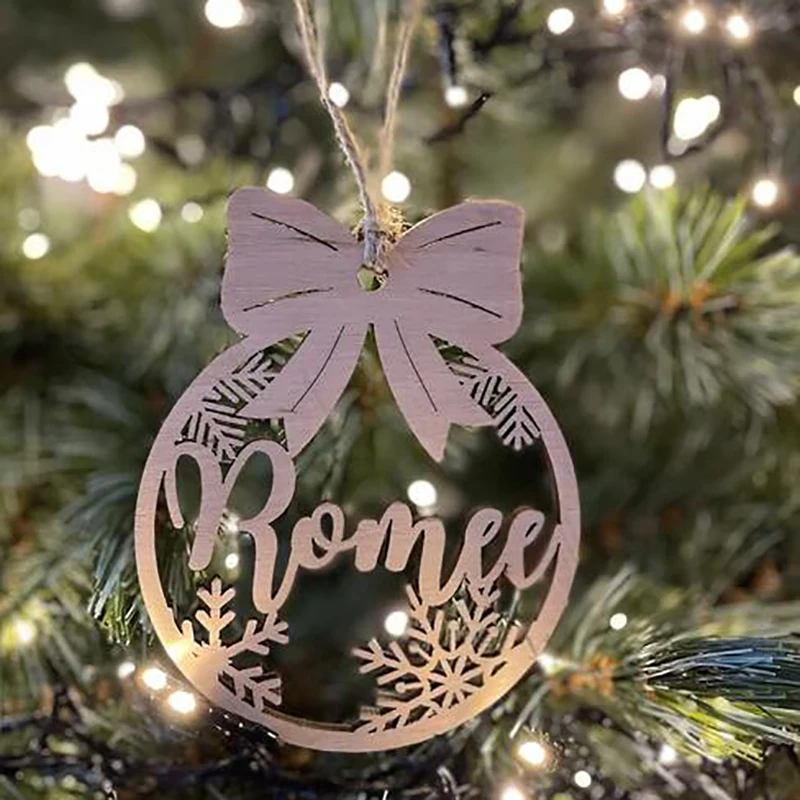 Christmas Tree Hanging Ornament Wooden Bauble Christmas Decoration DIY Wood Gift Custom Different Names christmas decorations