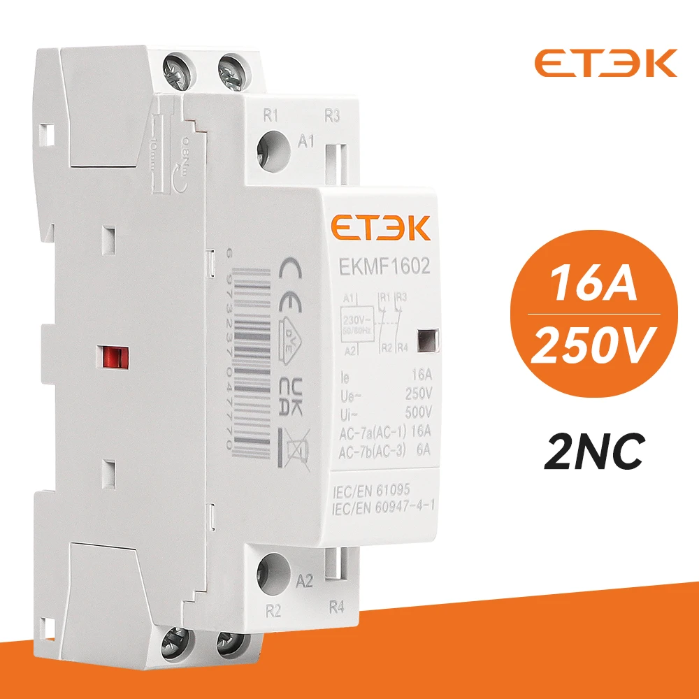 ETEK Din Rail Household Modular AC Contactor 220v Single Phase 2P 2no 2nc 1no 1nc 25A 20A 16A For Automation EKMF