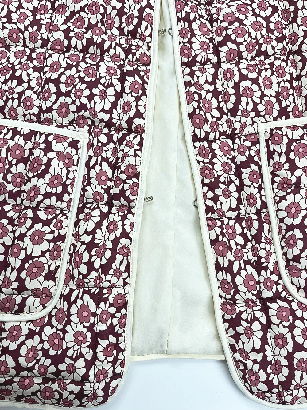 Description Picture 5 of itemChic Cropped Puffer Jacket Women Floral Print Lightweight Short Padded Stand Collat Quilted Coat 2024 Autumn Winter Warm Outwear