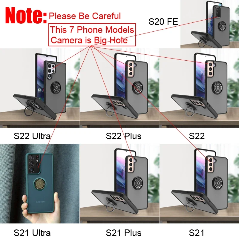 Matte Clear Magnetic Ring Stand Phone Case Cover