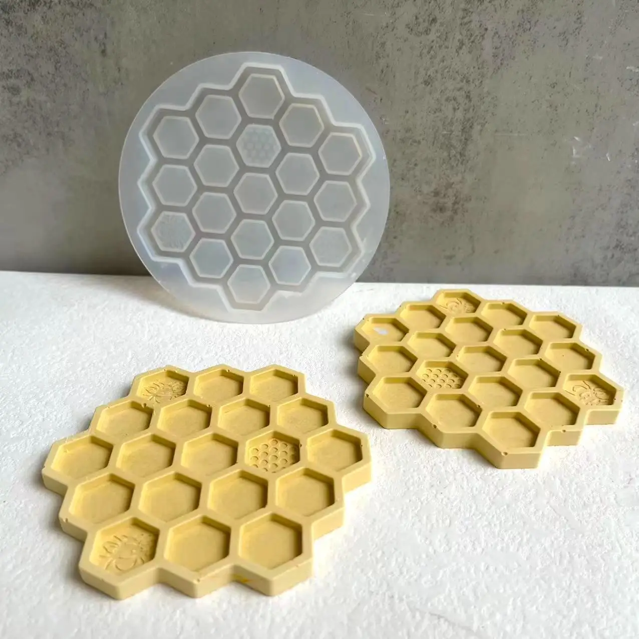 Honeycomb Coaster Silicone Mold for DIY Handmade Plaster Bee Coaster  Storage Box Hollow Tray Table Mat Cup Pad Resin Cement Mold