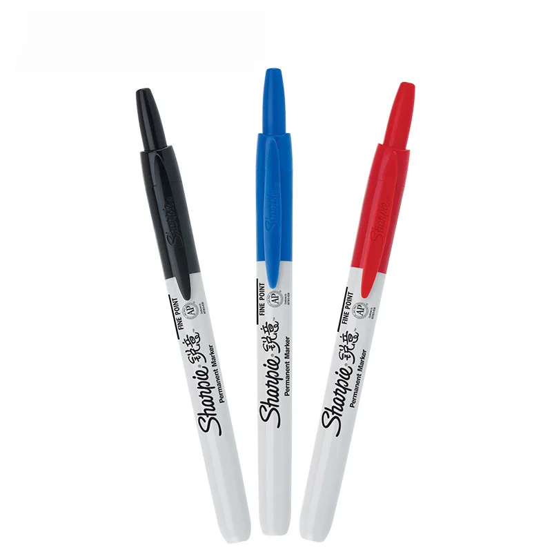 12pcs Sharpie Retractable Permanent Marker Oil Ultra Fine Point 0.5mm 1mm Colored Paint Pen Painting on Plastic Metal Wood CD