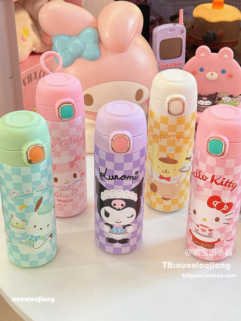 Kawaii Sanrio Cinnamoroll Water Cup Girls Plastic Cup High Temperature Resistant Kuromi Summer Cute Children'S Water Bottle Gift 4pcs set sanrio melody kuromi kitty cinnamoroll highlighters school office stationary supplies accessories plastic 4 colors