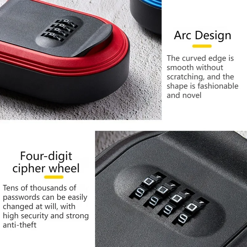 Wall Mount Key Lock Box, 4 Digit Password Code, Security Lock, No Key for Home Office, Safe Secret Storage Box Organizer 3
