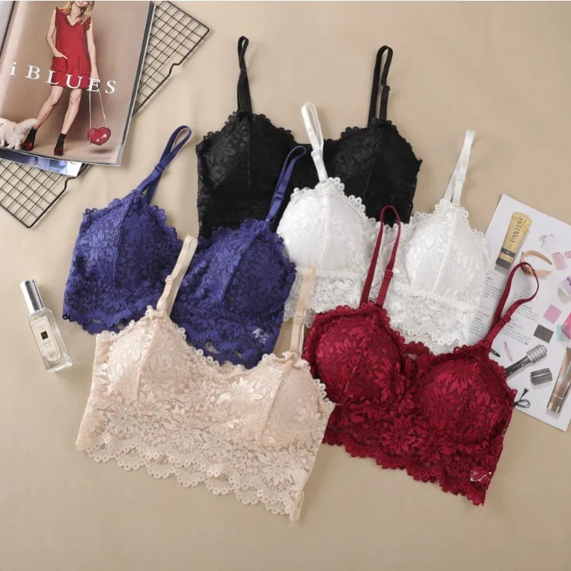 New Lace Bra for Women Sexy French Lingerie Bralette Seamless Crop Top Corset Unwired Underwear Female Intimates Embroidery