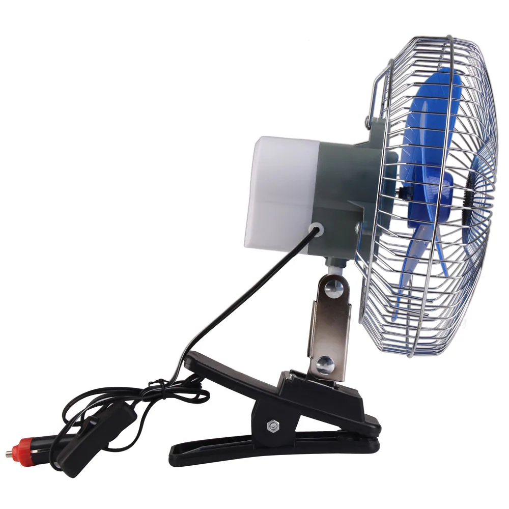 8 Inch 12V Electric Car Fan with Cigarette Lighter Mini Car Cooling Fan Vehicle Clip-On Fan for Truck Dashboard