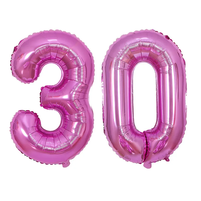 2 globos de helio de 32 pulgadas, dorados, plateados, negros, azules y rosas, con números 28, 29, 30, 31, 32 y 33, suministros de decoración para fiestas de feliz cumpleaños