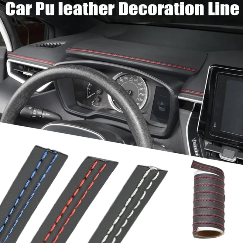 Striscia Decorativa In Pelle PU Per Interni Auto – Bordo Portiera E Cruscotto, Lunghezza 3 Metri, Tagliabile, Beige, Flessibile E Facile Da Installare
