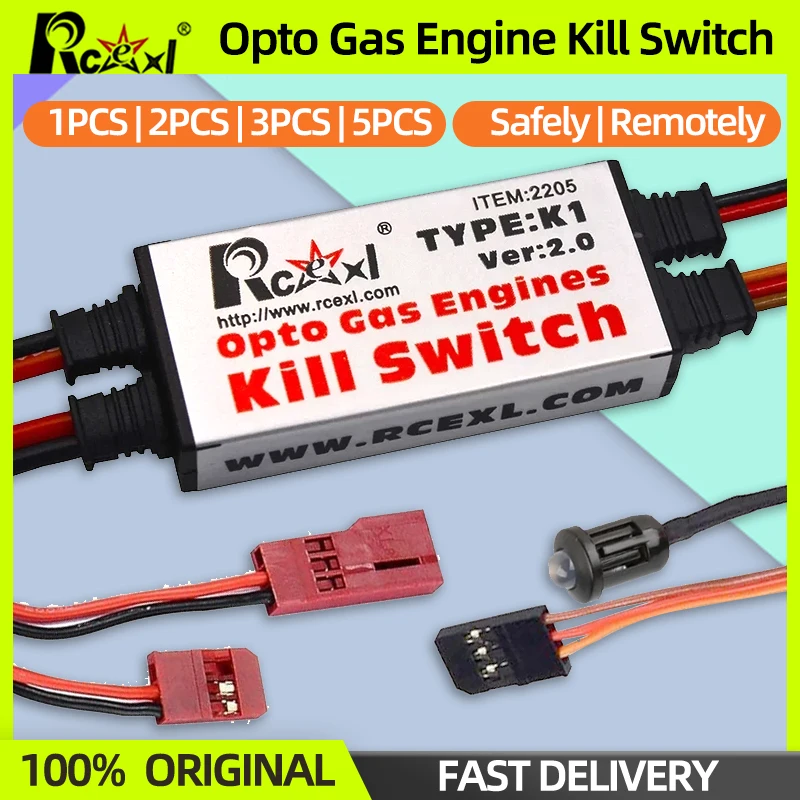 Interruttore Kill Switch Ottico Rcexl Per Motori A Gas RC, Spegnimento Motore Da Remoto, Con LED, 38x18 Mm, 15g, Per Aerei Modello