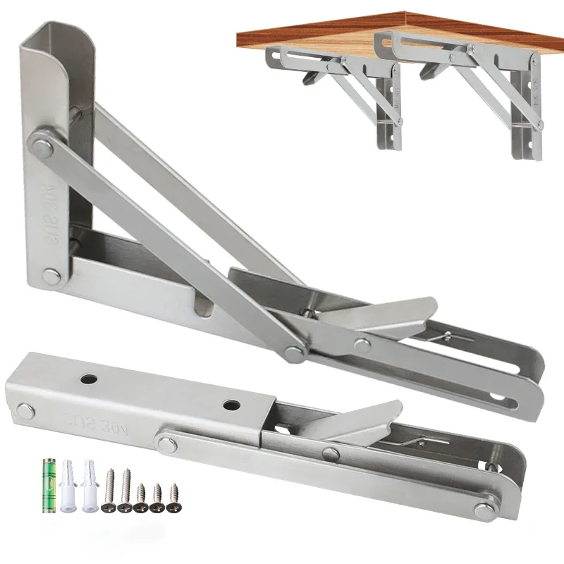 Adjustable Triangle Folding Angle Bracket 8inch Heavy Duty Support Wall Mounted for Bench Table Shelf Furniture Hardware