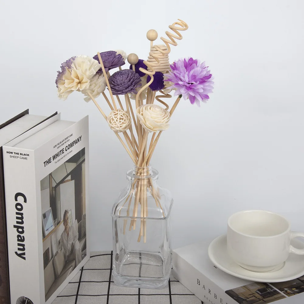 19PCS Purple Series Flower Rattan Sticks Fireless Fragrances Reed Diffuser Stick Diy Ornaments Home Decor reed diffuser stick aroma diffuser sticks