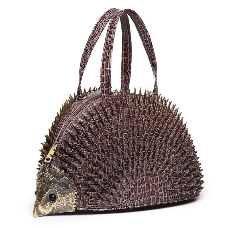 Hedgehog Shape Women Bags Leather Embroidery Handbag Girl Shoulder Bags Cross Messenger Bag Totes Handmade Art crossbody bag women handbags
