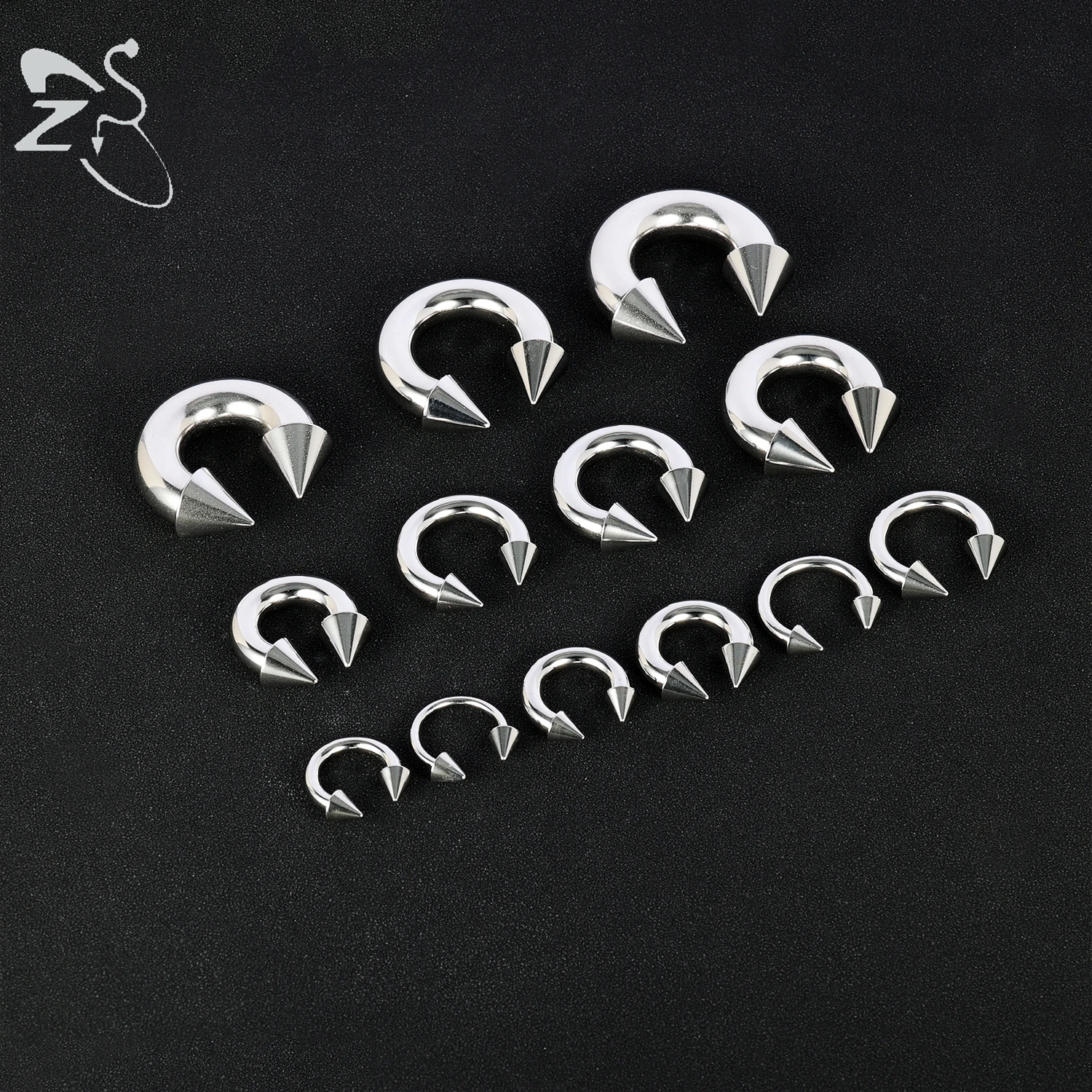 ZS 1PC 2/4/6/8G Spike Hufeisen Nasenring Edelstahl Kegel Große Gauge Piercings Innengewinde Septum Nase Ohr Expander – Detail 5